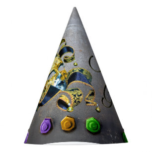 SlipperyJoe's Mardi Gras masquerade mask purple ye Party Hat