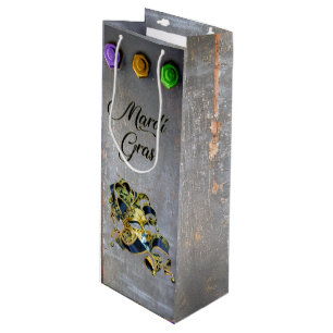 SlipperyJoe's Mardi Gras masquerade mask purple ye Wine Gift Bag