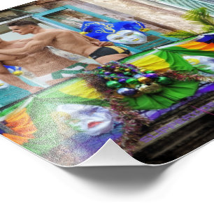 SlipperyJoe's Mardi Gras Men purple gold green bal Photo Print