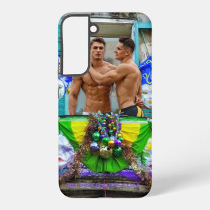 SlipperyJoe's Mardi Gras Men purple gold green bal Samsung Galaxy Case