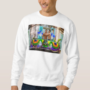 SlipperyJoe's Mardi Gras Men purple gold green bal Sweatshirt
