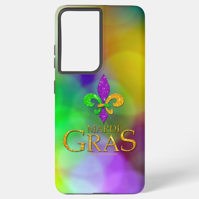 SlipperyJoe's Mardi Gras purple gold green fleur-d Samsung Galaxy S21 Ultra Case (Back)