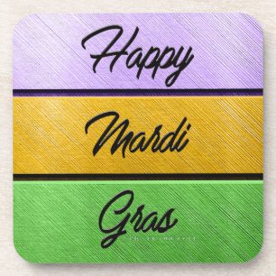 SlipperyJoe's Mardi Gras purple gold green metal s Coaster