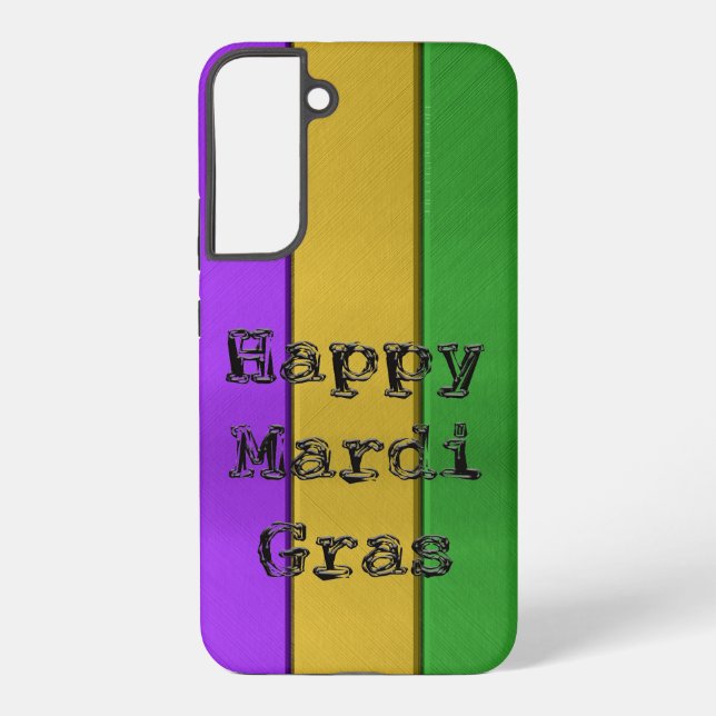 SlipperyJoe's Mardi Gras purple gold green metal s Samsung Galaxy S22+ Case (Back)