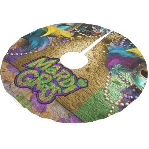 SlipperyJoe's Mardi Gras-themed graphic doubloons  Brushed Polyester Tree Skirt