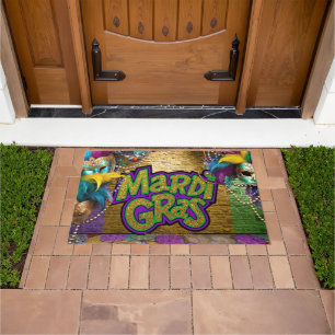 SlipperyJoe's Mardi Gras-themed graphic doubloons  Doormat