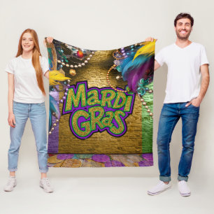 SlipperyJoe's Mardi Gras-themed graphic doubloons Fleece Blanket