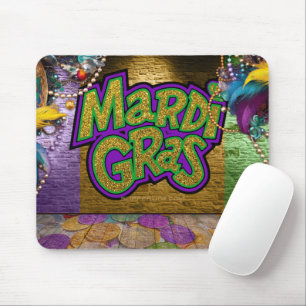 SlipperyJoe's Mardi Gras-themed graphic doubloons Mouse Mat