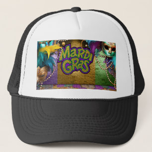 SlipperyJoe's Mardi Gras-themed graphic doubloons Trucker Hat