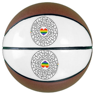 SlipperyJoe's maze encircles rainbow heart arrow m Basketball