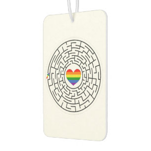 SlipperyJoe's maze encircles rainbow heart arrow m Car Air Freshener