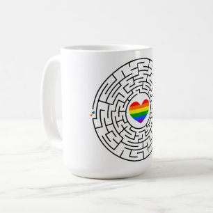 SlipperyJoe's maze encircles rainbow heart arrow m Coffee Mug