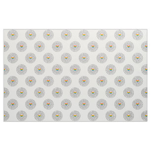 SlipperyJoe's maze encircles rainbow heart arrow m Fabric