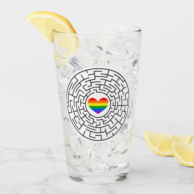 SlipperyJoe's maze encircles rainbow heart arrow m Glass (Front Ice)