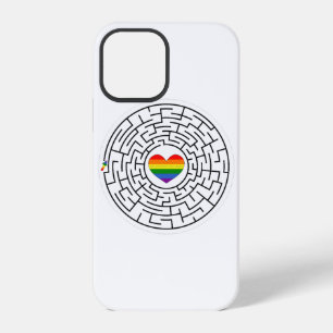 SlipperyJoe's maze encircles rainbow heart arrow m iPhone 12 Pro Case