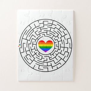 SlipperyJoe's maze encircles rainbow heart arrow m Jigsaw Puzzle