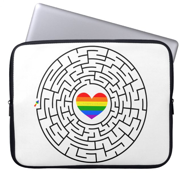 SlipperyJoe's maze encircles rainbow heart arrow m Laptop Sleeve (Front)