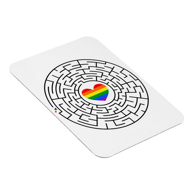 SlipperyJoe's maze encircles rainbow heart arrow m Magnet (Right Side)