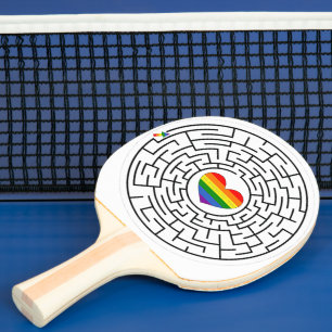 SlipperyJoe's maze encircles rainbow heart arrow m Ping Pong Paddle