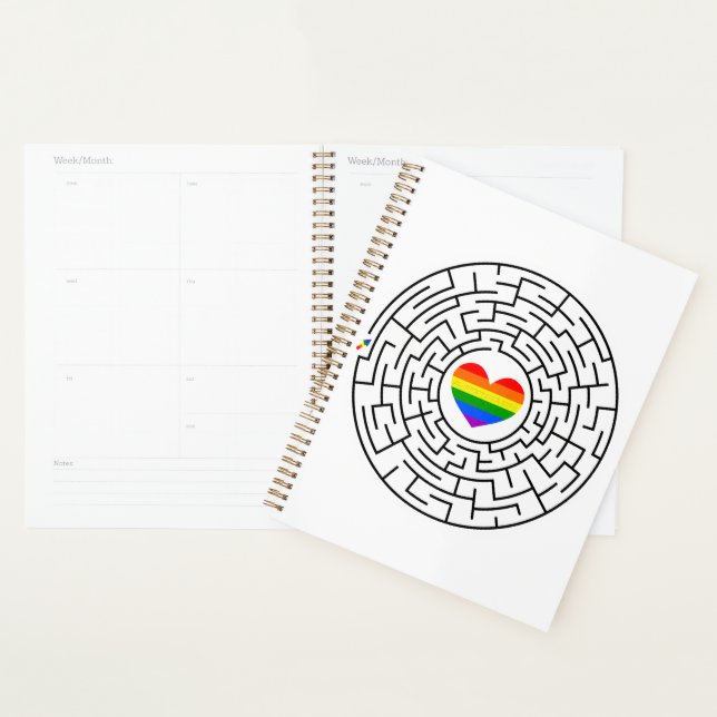 SlipperyJoe's maze encircles rainbow heart arrow m Planner (Display)