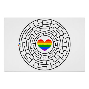 SlipperyJoe's maze encircles rainbow heart arrow m Poster