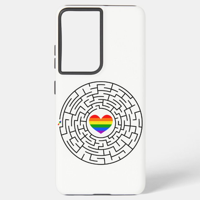SlipperyJoe's maze encircles rainbow heart arrow m Samsung Galaxy S21 Ultra Case (Back)