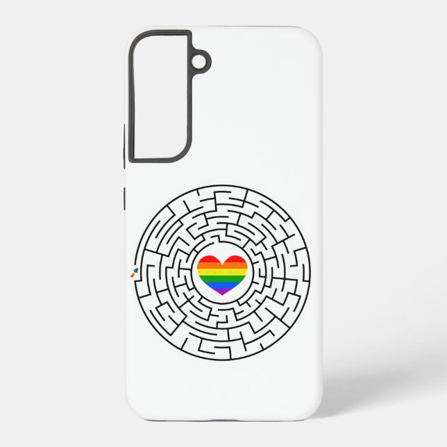 SlipperyJoe's maze encircles rainbow heart arrow m Samsung Galaxy S22+ Case (Back)