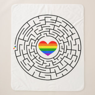 SlipperyJoe's maze encircles rainbow heart arrow m Sherpa Blanket