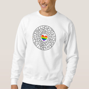 SlipperyJoe's maze encircles rainbow heart arrow m Sweatshirt