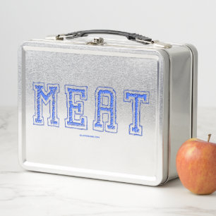 SlipperyJoe's meat vibrant large bold blue letters Metal Lunch Box