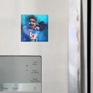 SlipperyJoe's menacing clown Happy Halloween red b Magnet