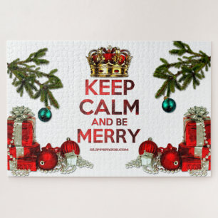 SlipperyJoe's Merry Christmas artistic tree orname Jigsaw Puzzle