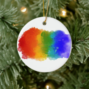 SlipperyJoe's modern pride splatter energy and col Ceramic Tree Decoration