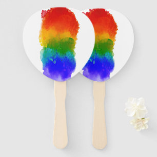 SlipperyJoe's modern pride splatter energy and col Hand Fan