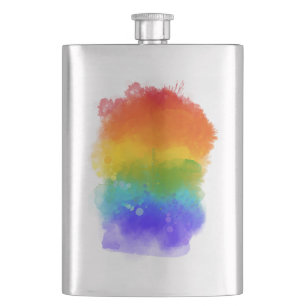 SlipperyJoe's modern pride splatter energy and col Hip Flask