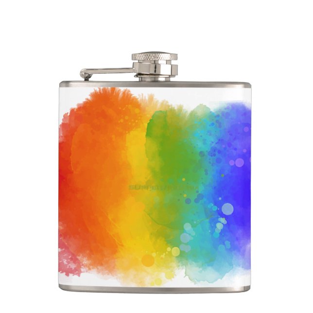 SlipperyJoe's modern pride splatter energy and col Hip Flask (Front)