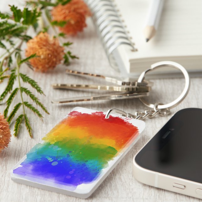 SlipperyJoe's modern pride splatter energy and col Key Ring (Front Right)
