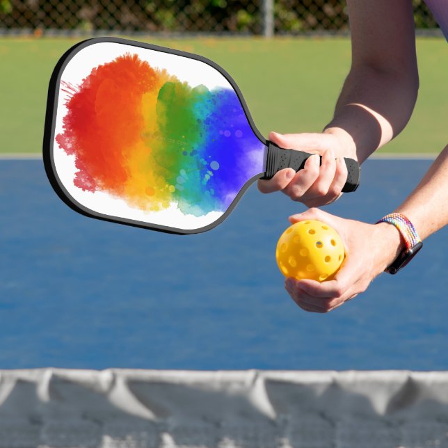 SlipperyJoe's modern pride splatter energy and col Pickleball Paddle (Insitu)