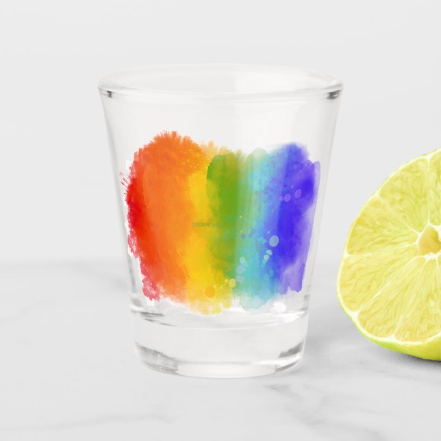 SlipperyJoe's modern pride splatter energy and col Shot Glass (Front)