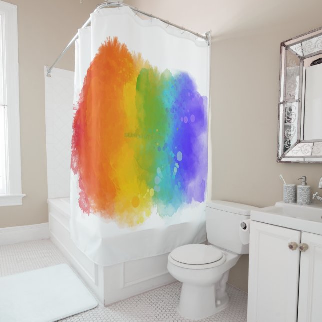 SlipperyJoe's modern pride splatter energy and col Shower Curtain (In Situ)