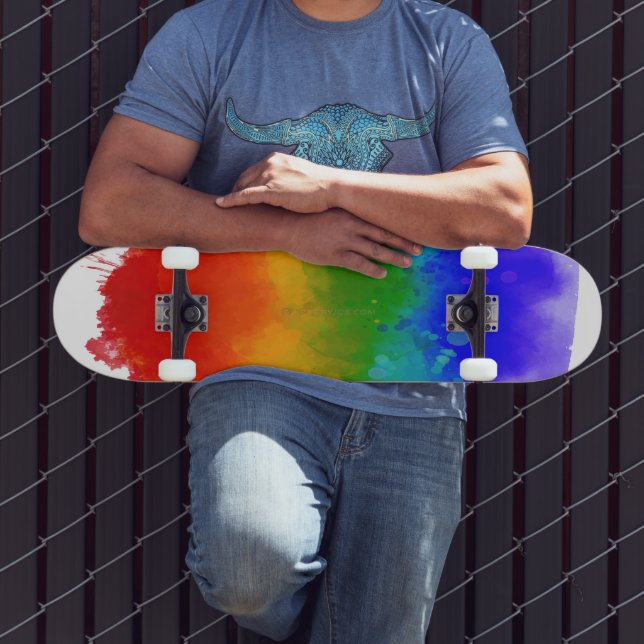 SlipperyJoe's modern pride splatter energy and col Skateboard (Outdoor 3)