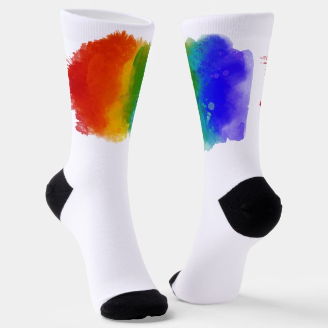 SlipperyJoe's modern pride splatter energy and col Socks (Angled)
