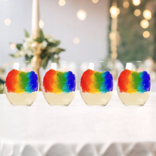 SlipperyJoe's modern pride splatter energy and col Stemless Wine Glass
