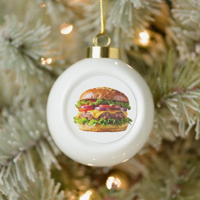 SlipperyJoe's mouthwatering cheeseburger crispy ba Ceramic Ball Christmas Ornament (Tree)