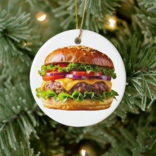 SlipperyJoe's mouthwatering cheeseburger crispy ba Ceramic Tree Decoration