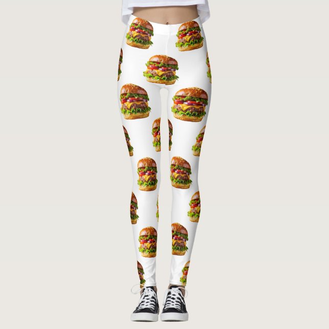SlipperyJoe's mouthwatering cheeseburger crispy ba Leggings (Front)