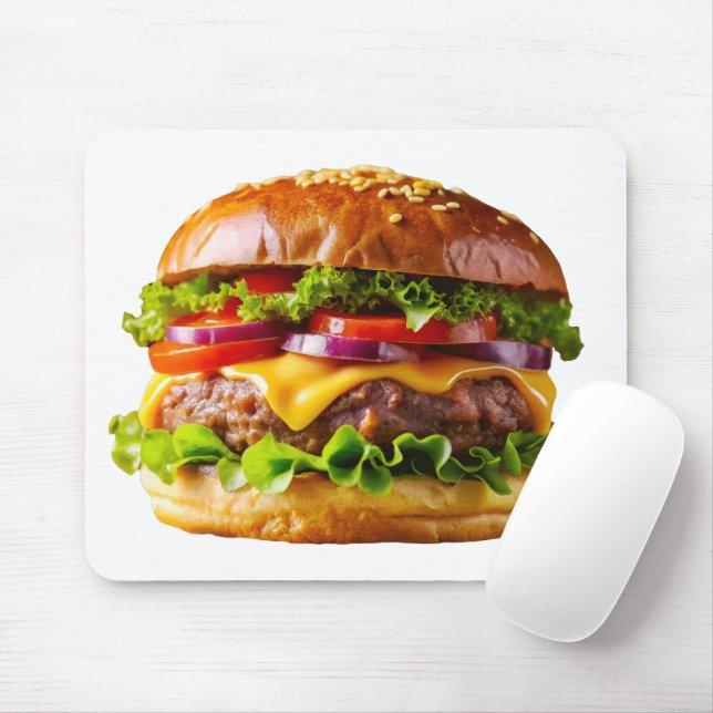 SlipperyJoe's mouthwatering cheeseburger crispy ba Mouse Mat (With Mouse)