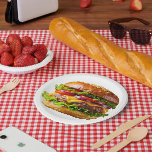 SlipperyJoe's mouthwatering cheeseburger crispy ba Paper Plate