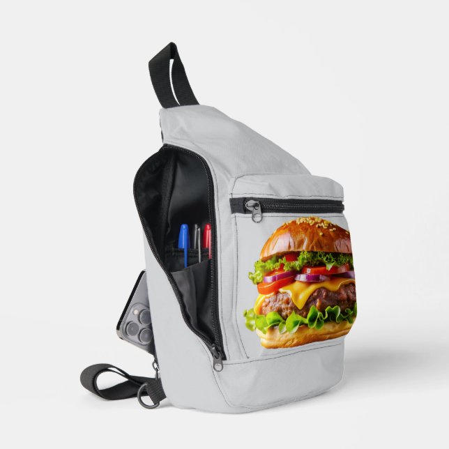 SlipperyJoe's mouthwatering cheeseburger crispy ba Sling Bag (Open)