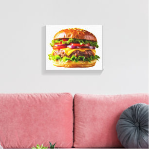 SlipperyJoe's mouthwatering stacked hamburger thic Canvas Print